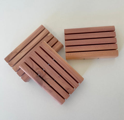 Natural cedar wooden soap tray