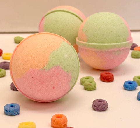Fruit loops cereal scented bath bomb