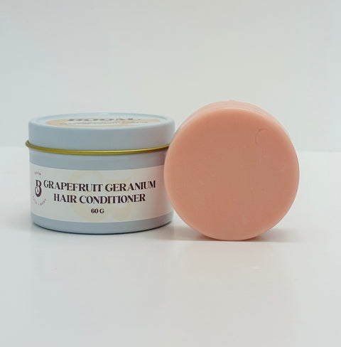 Grapefruit Geranium conditioner for  hair, shave and body bar with storage tin