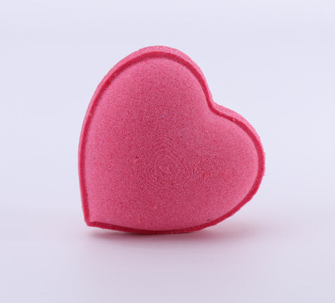 Raspberry heart bath bomb