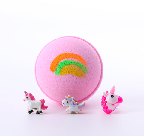 Unicorn surprise toy ring bath bomb