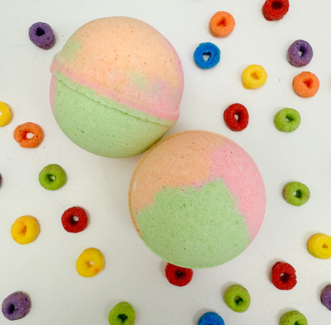 Fruit loops cereal scented bath bomb